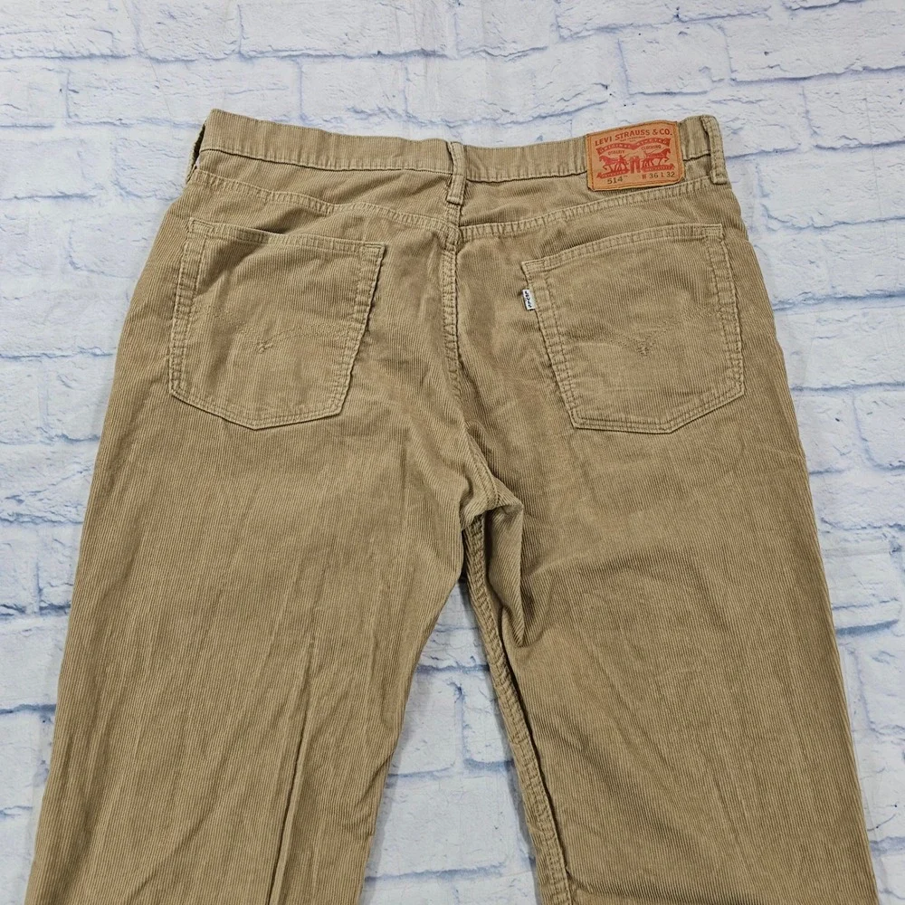 Levis 514 Corduroy Pants MENS 36x32 Tan Straight Leg Stretch Casual Workwear